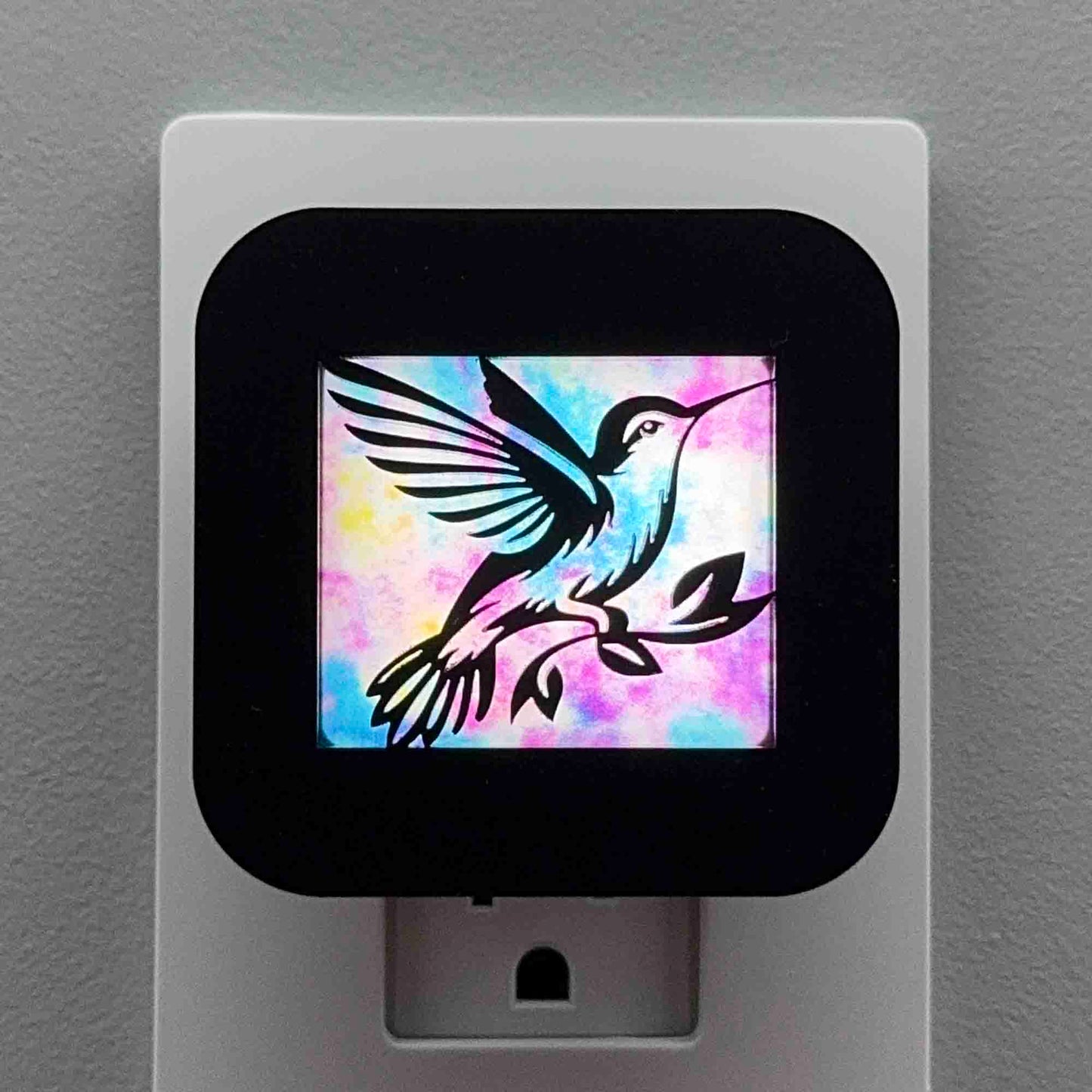 Hummingbird Night Light with Watercolor Background