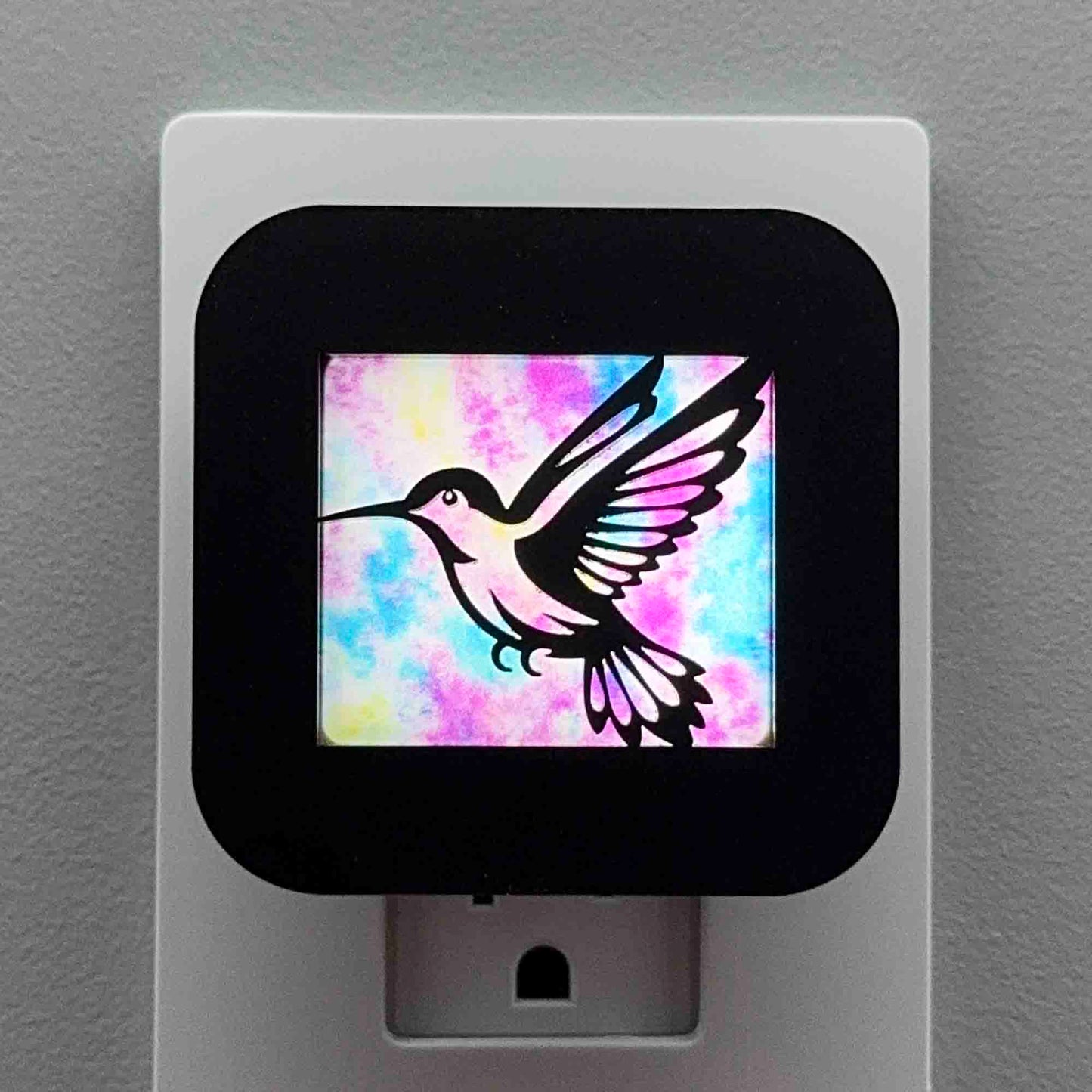 Hummingbird Night Light with Watercolor Background