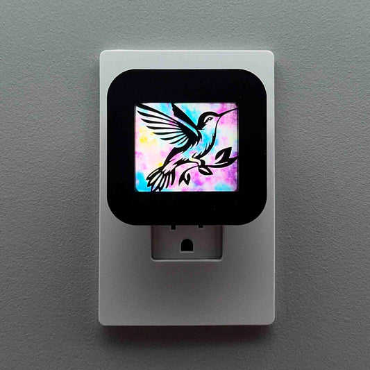 Hummingbird Night Light with Watercolor Background