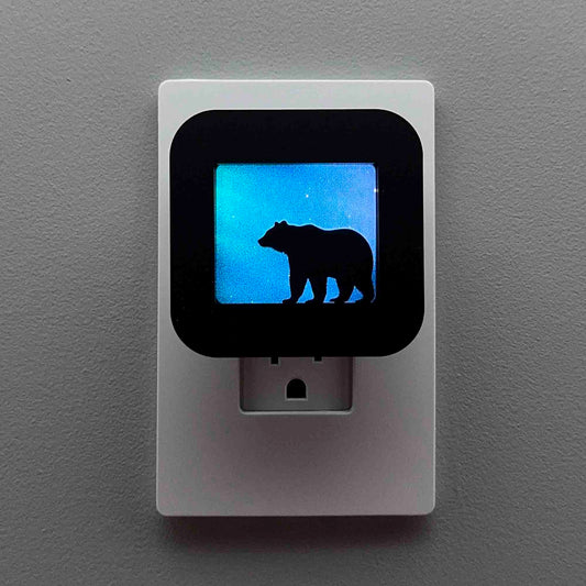 Bear Night Light with Northern Lights Background