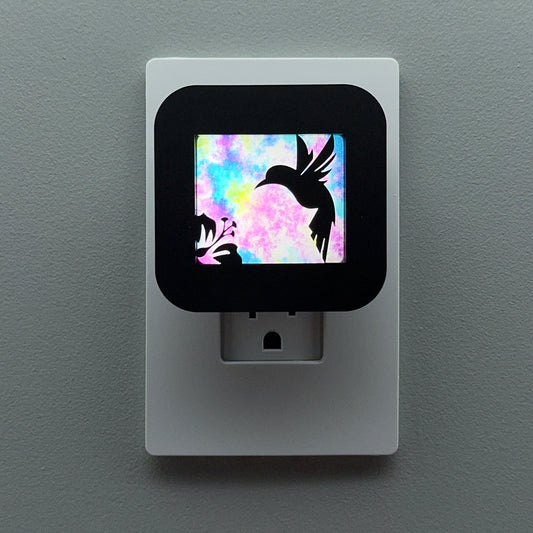 Hummingbird Night Light with Watercolor Background