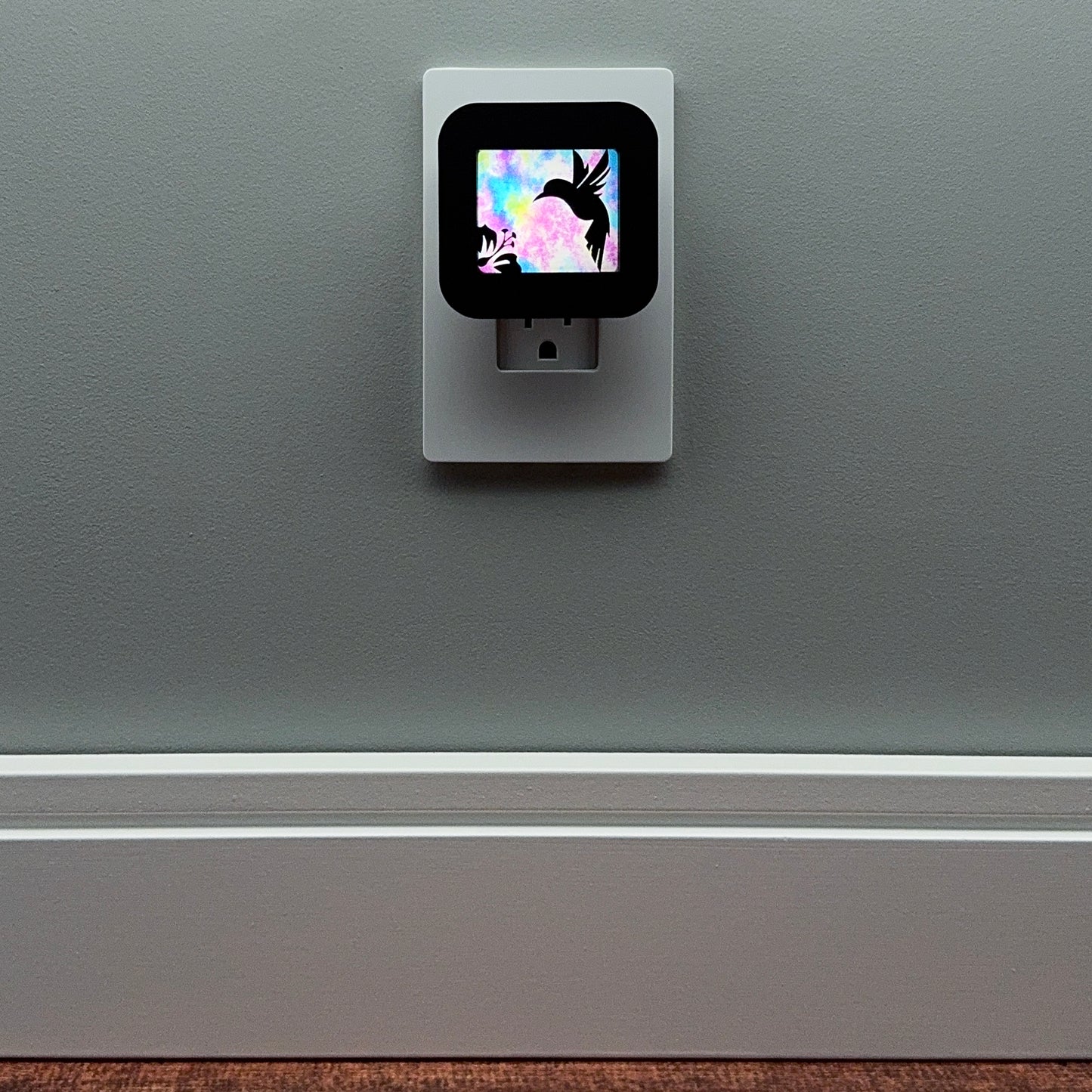 Hummingbird Night Light with Watercolor Background