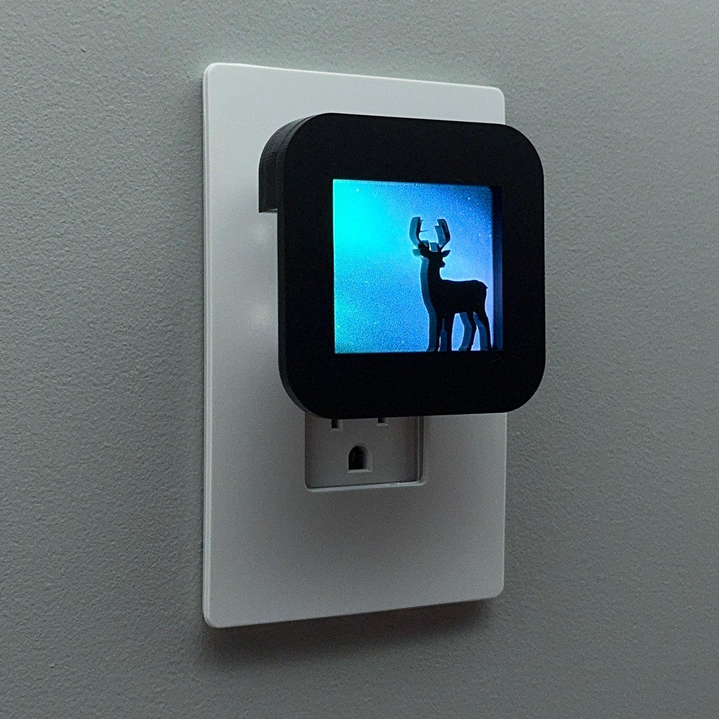 Deer Night Light with Northern Lights Background