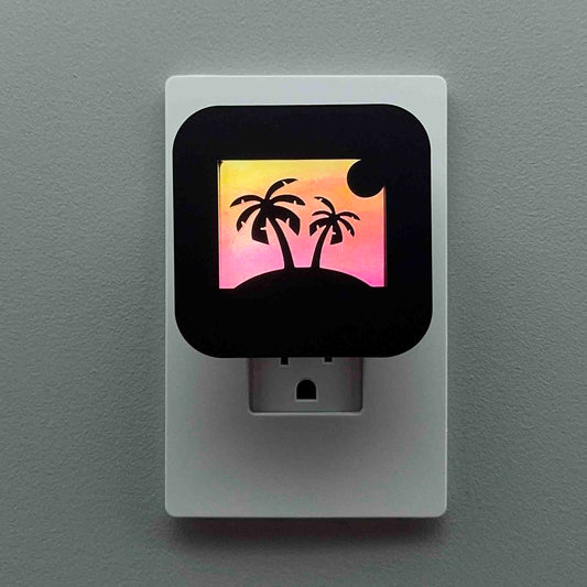 Beach Night Light with Sunset Background