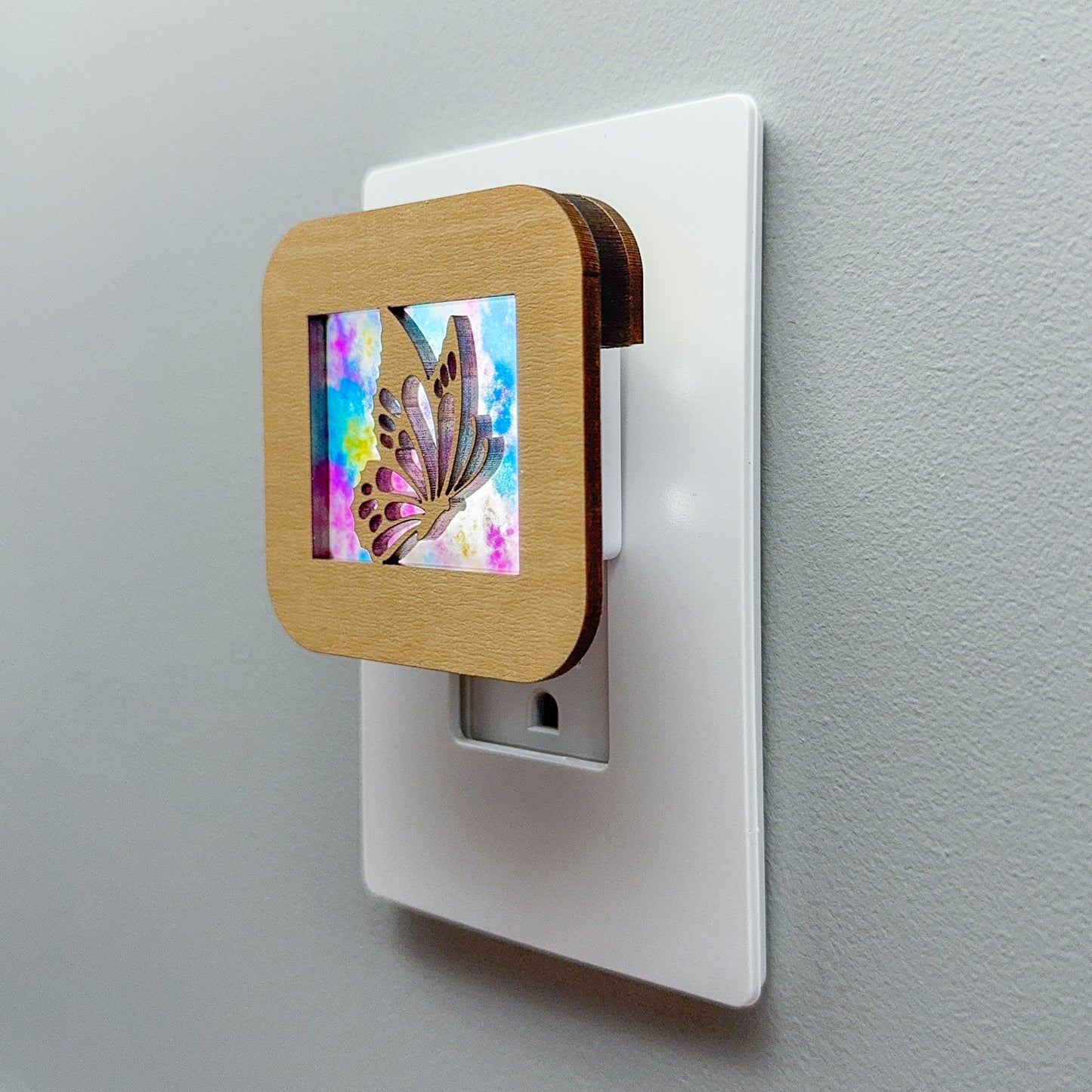 Butterfly Night Light with Watercolor Background