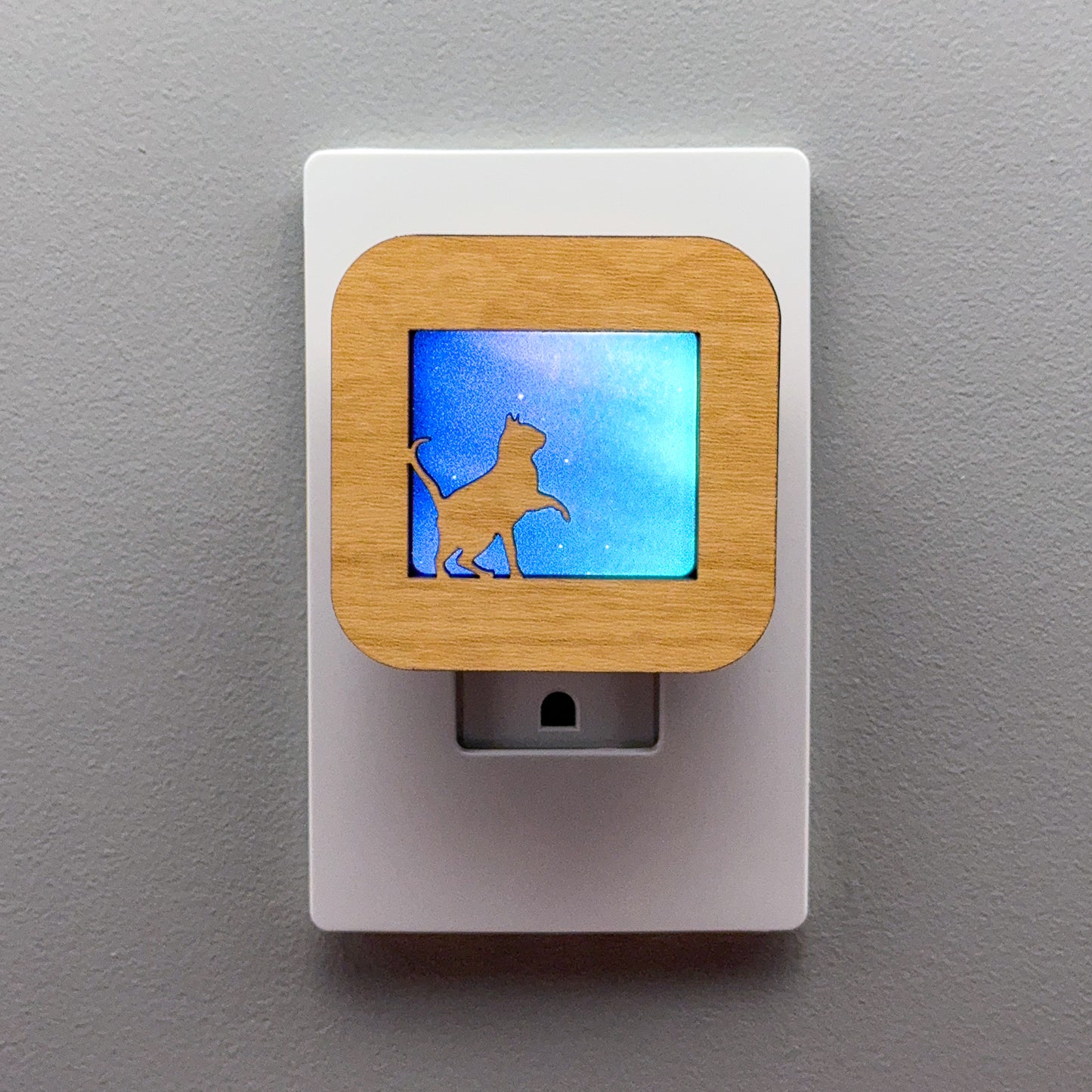 Cat Night Light with Northern Lights Background