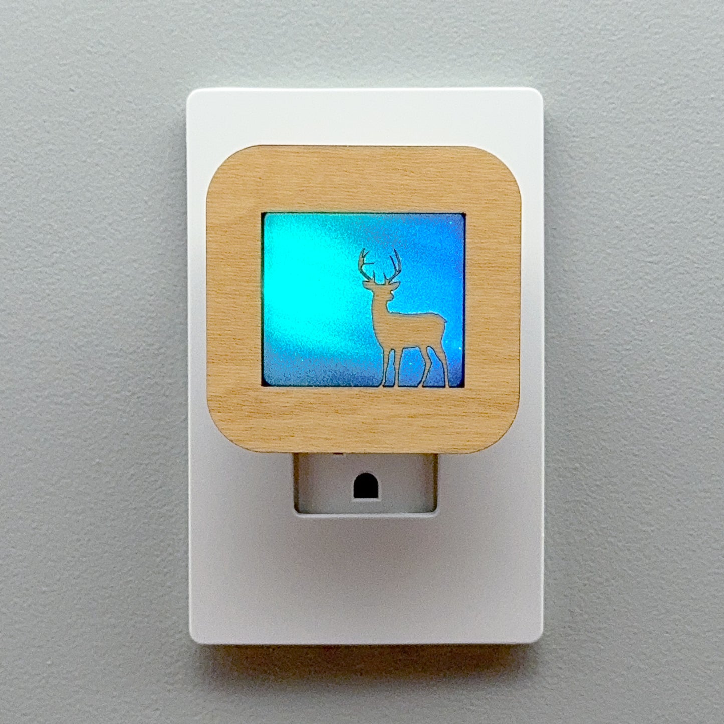 Deer Night Light with Northern Lights Background