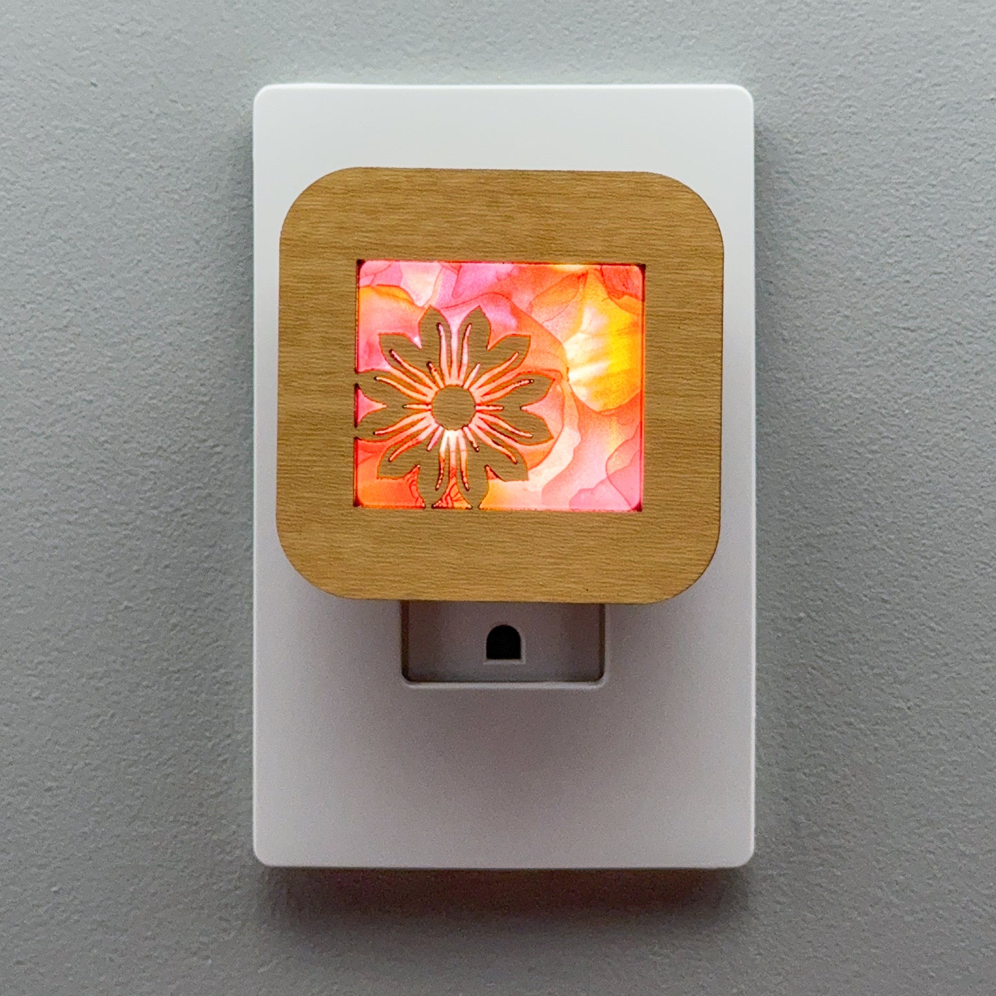 Flower Night Light with Floral Watercolor Background
