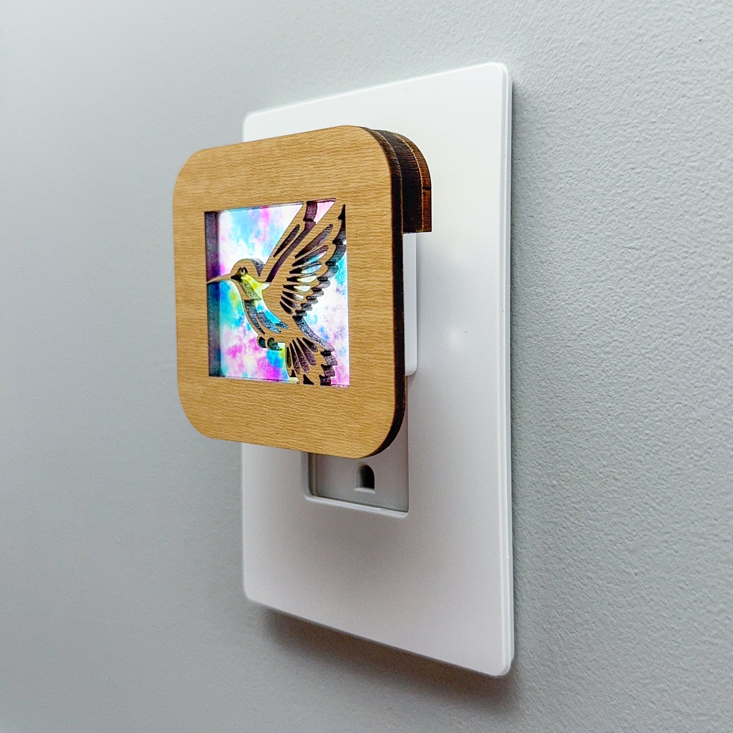 Hummingbird Night Light with Watercolor Background