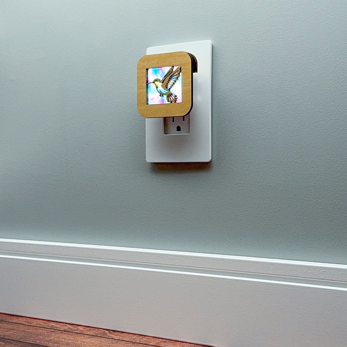 Hummingbird Night Light with Watercolor Background