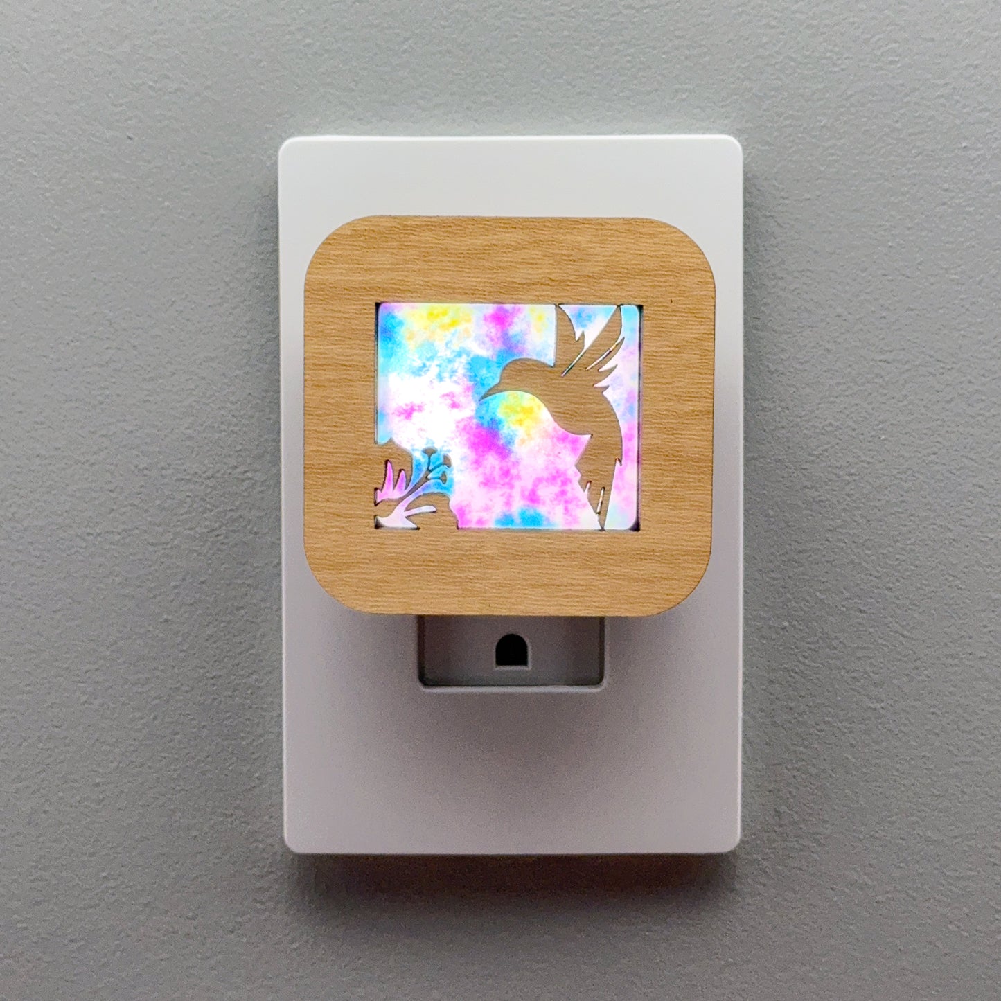 Hummingbird Night Light with Watercolor Background