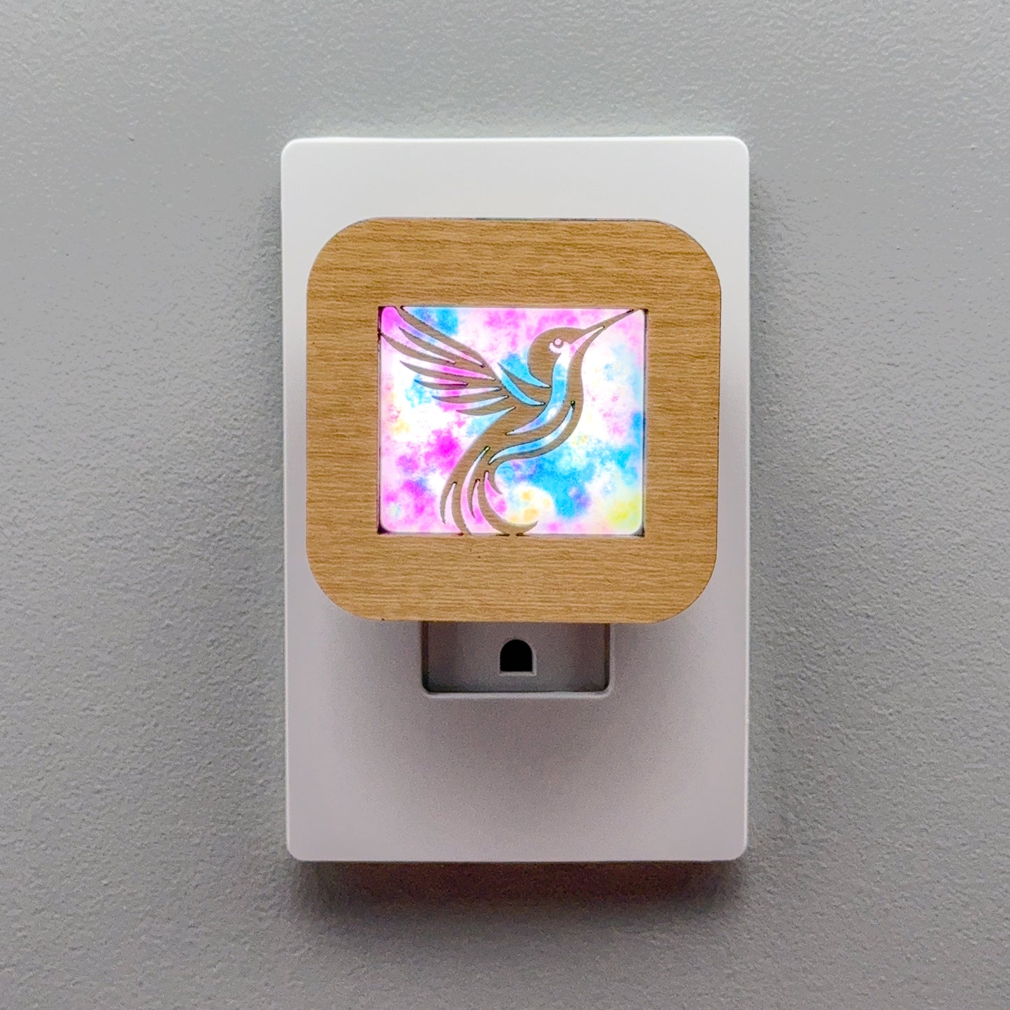 Hummingbird Night Light with Watercolor Background