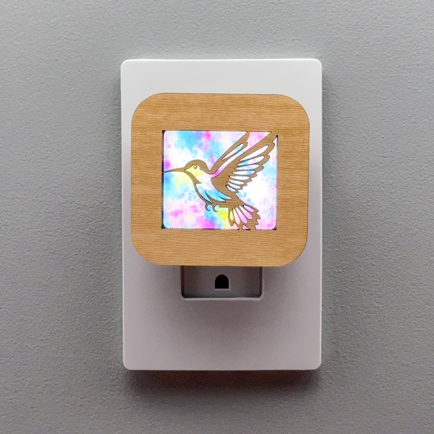 Hummingbird Night Light with Watercolor Background