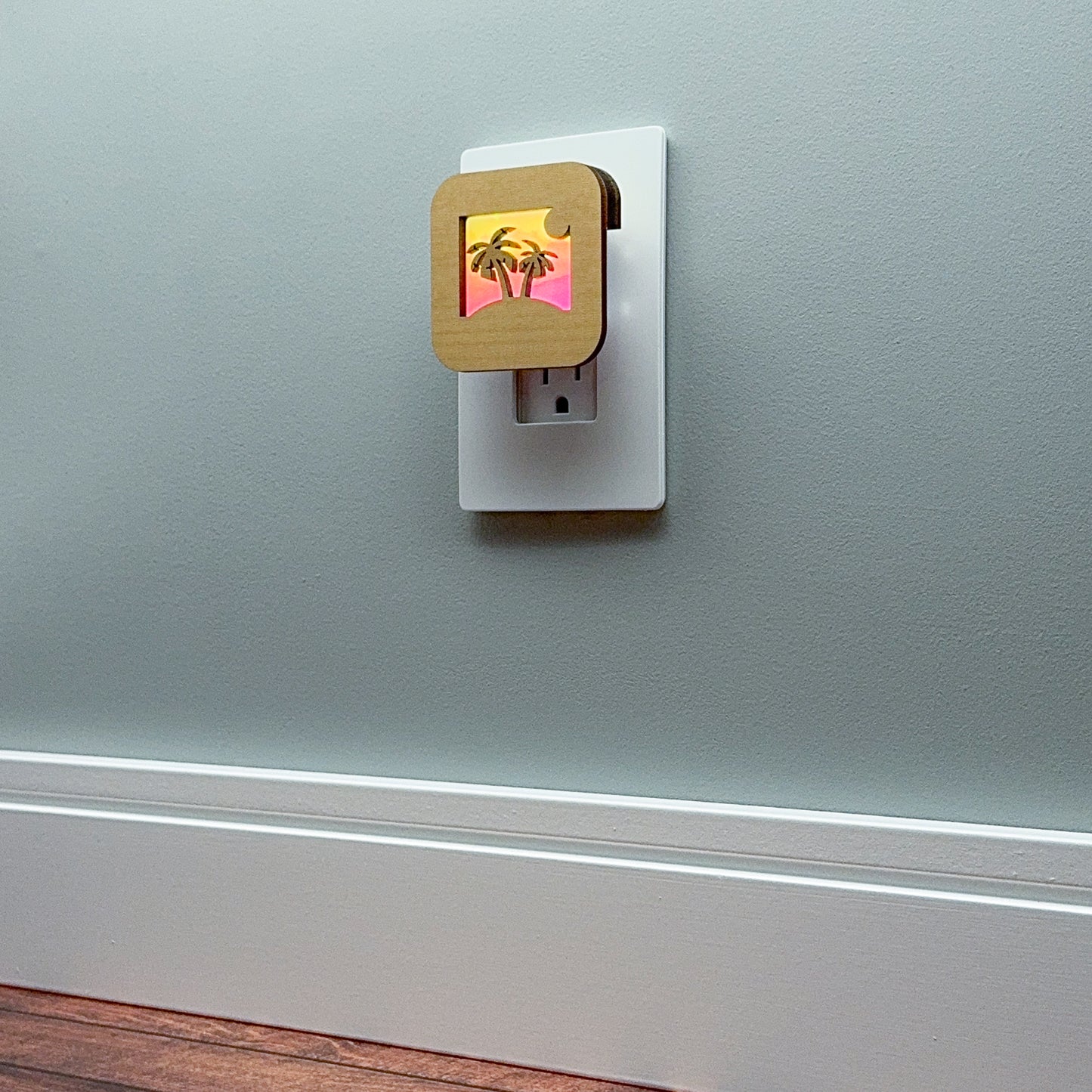 Beach Night Light with Sunset Background