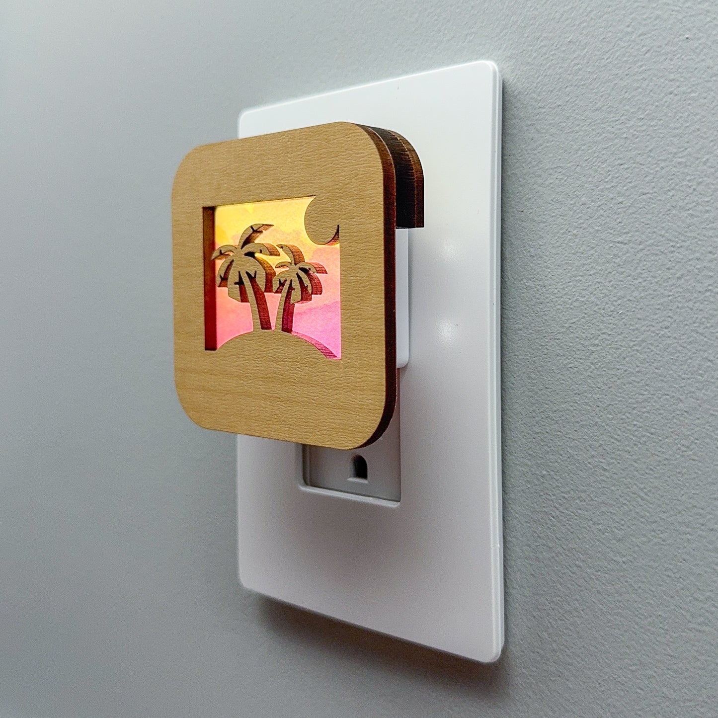 Beach Night Light with Sunset Background