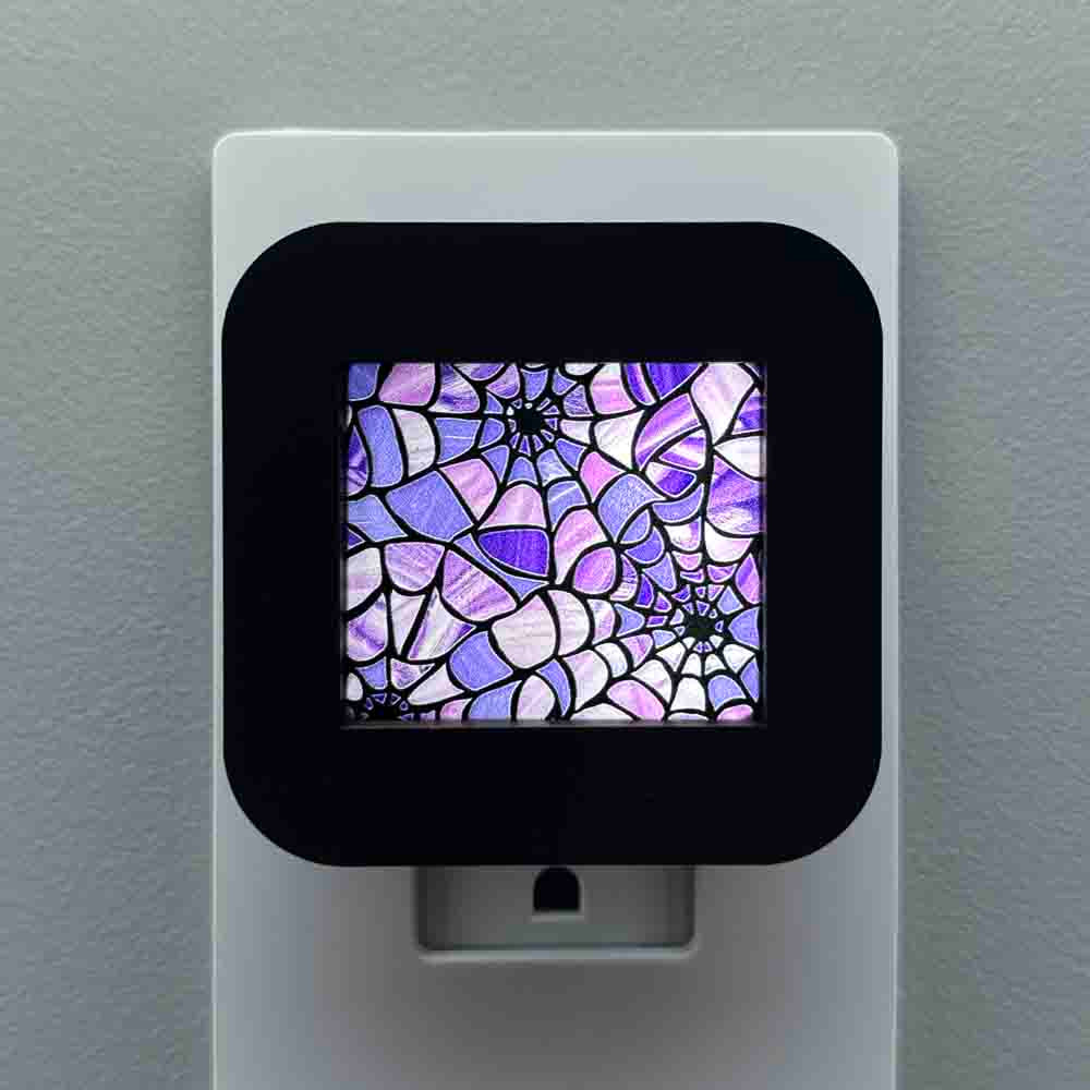 Purple Spiderweb Halloween Night Light