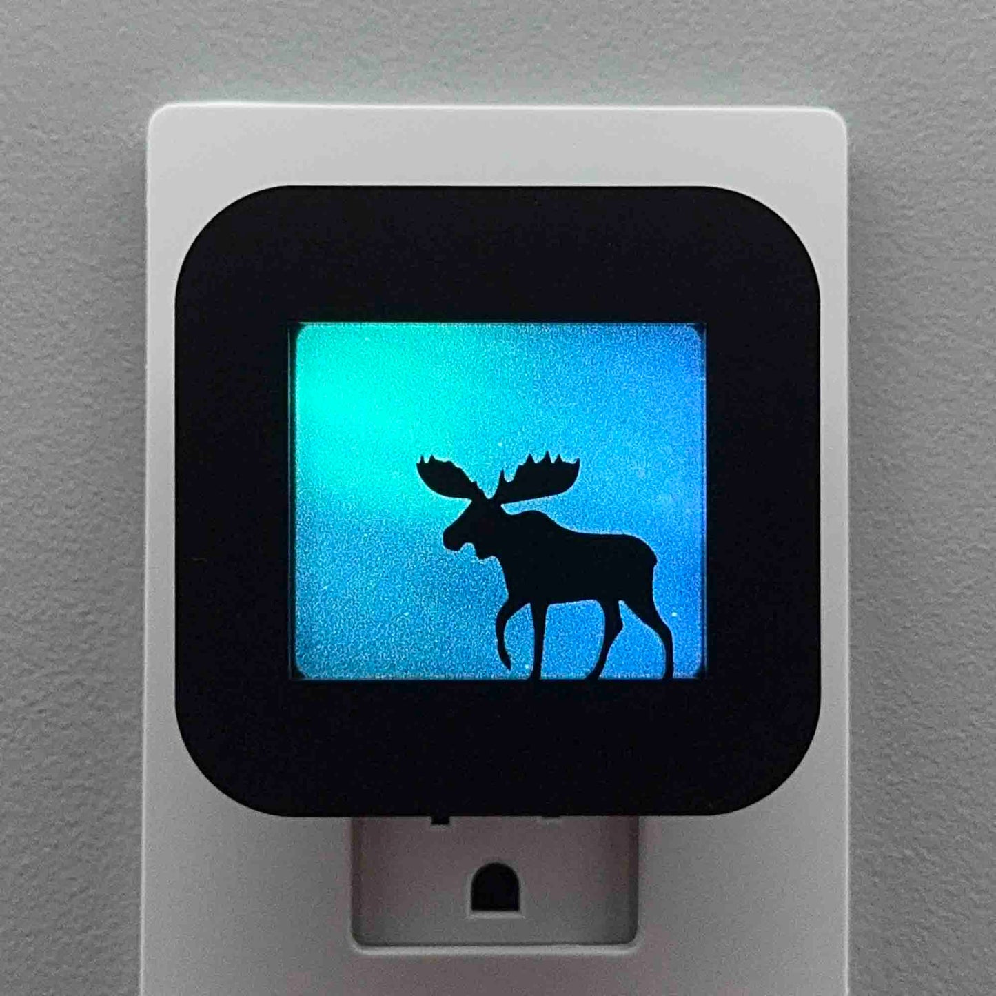 Moose Night Light with Northern Lights Background
