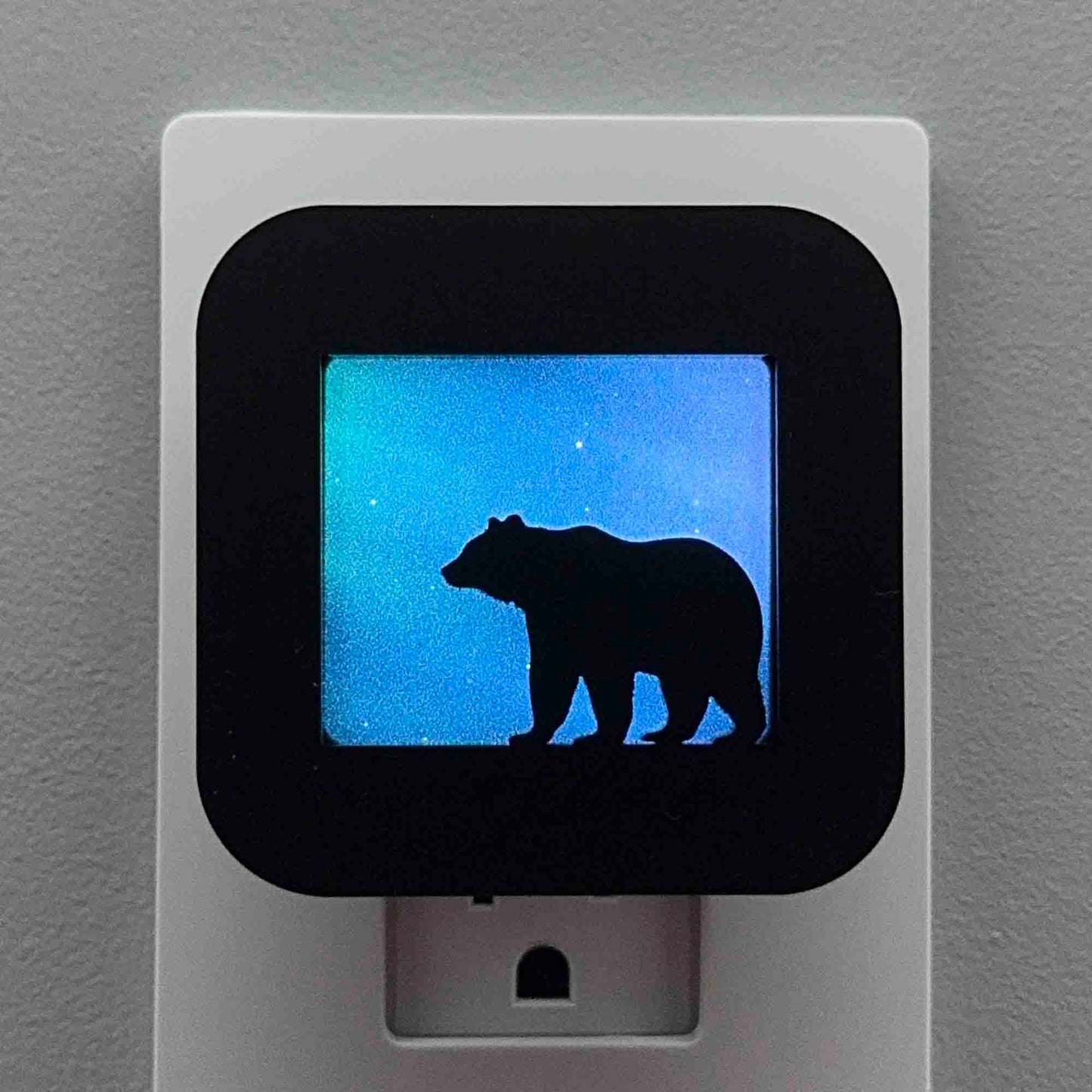 Bear Night Light with Northern Lights Background