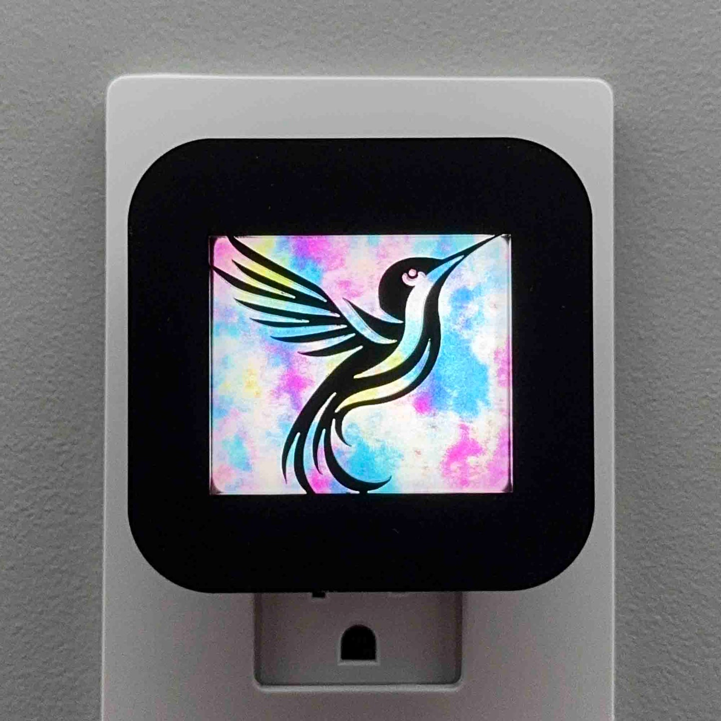 Hummingbird Night Light with Watercolor Background