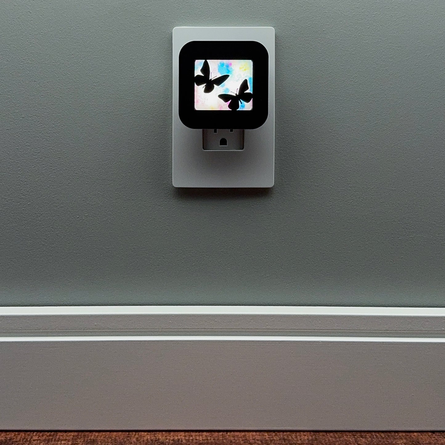 Butterfly Night Light with Watercolor Background