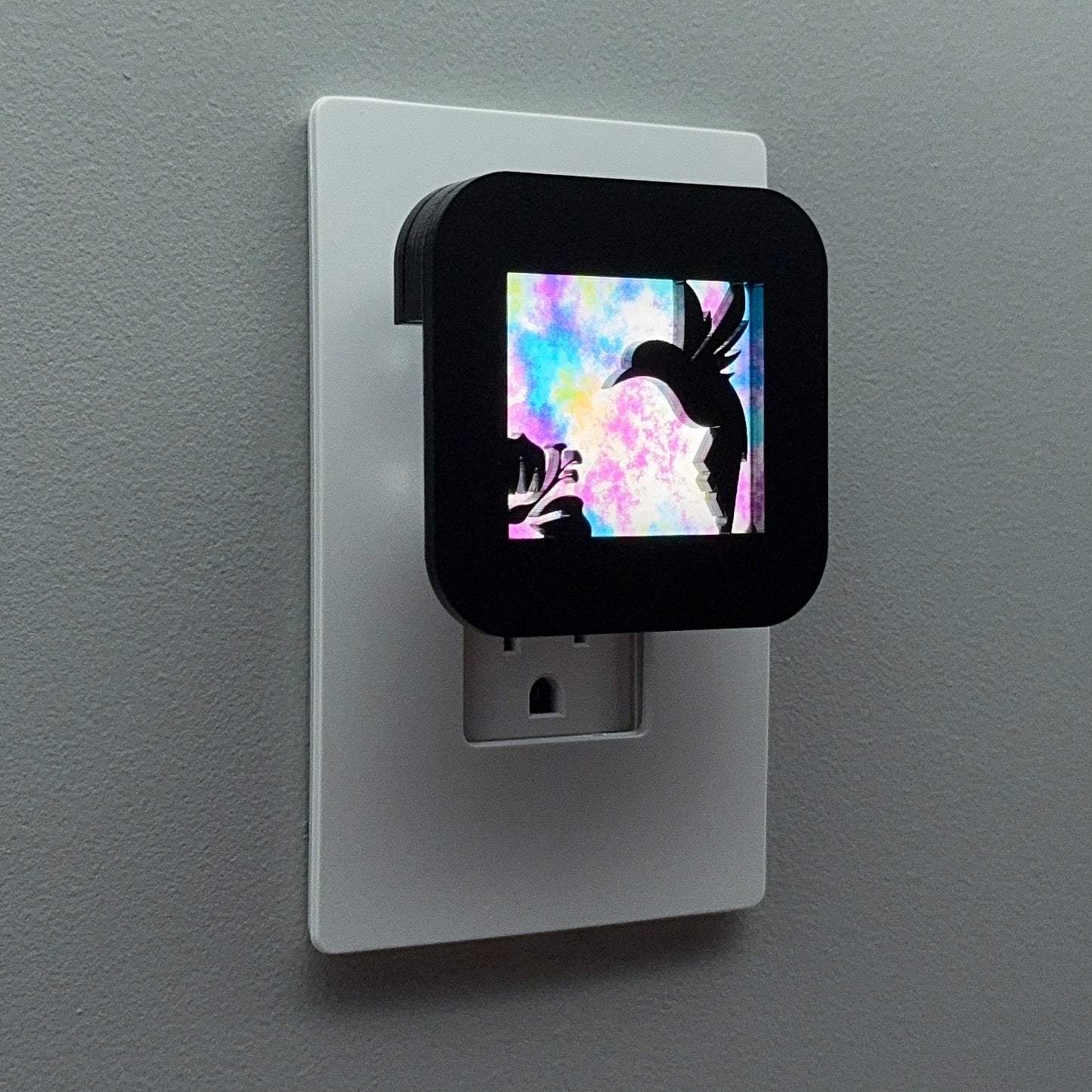 Hummingbird Night Light with Watercolor Background