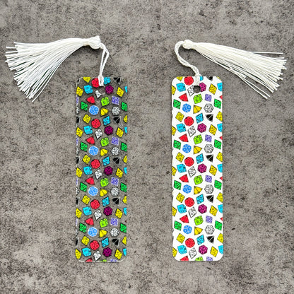 White Dungeons and Dragons Dice Bookmark