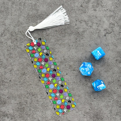 White Dungeons and Dragons Dice Bookmark