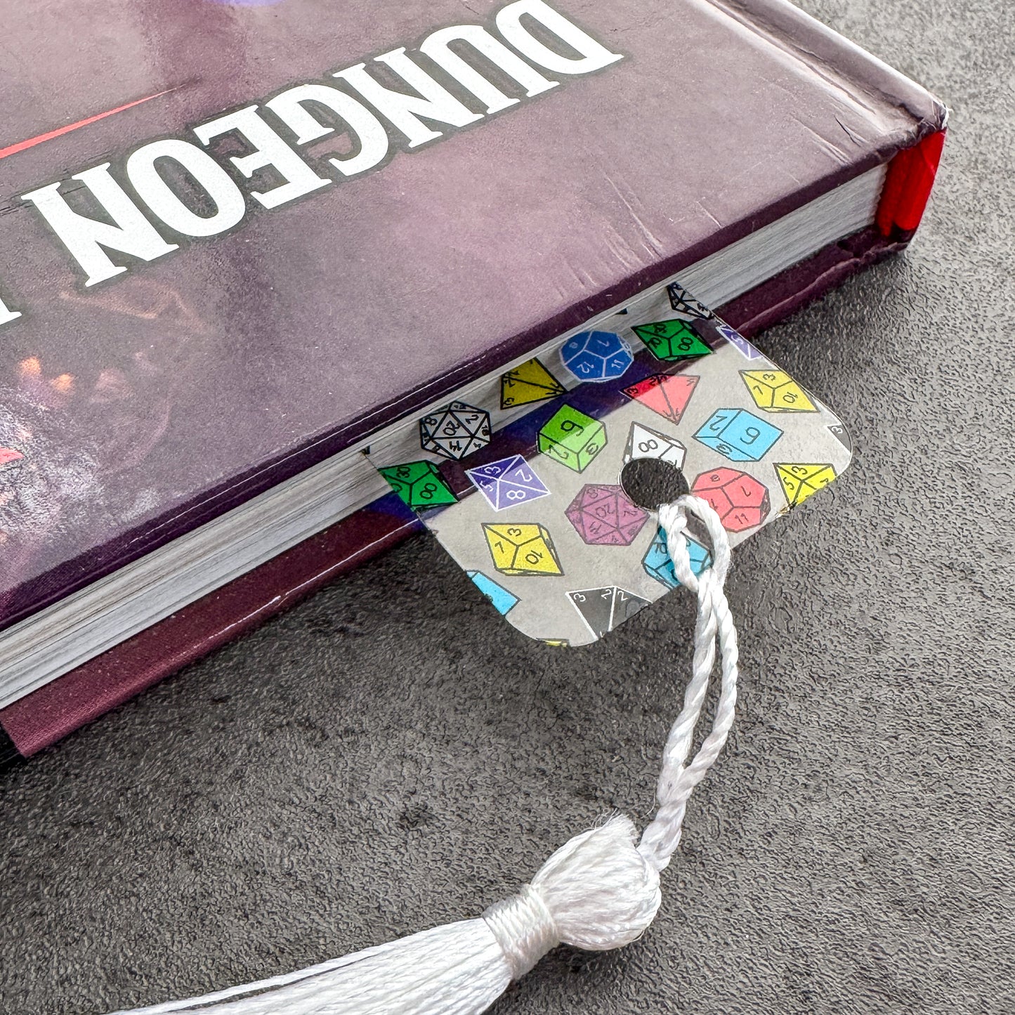 White Dungeons and Dragons Dice Bookmark