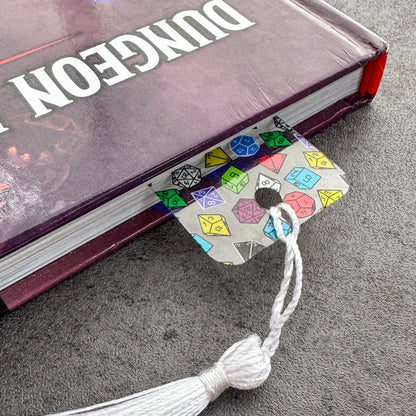 White Dungeons and Dragons Dice Bookmark