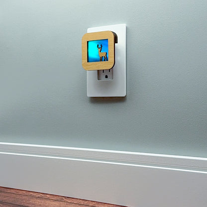 Deer Night Light with Northern Lights Background