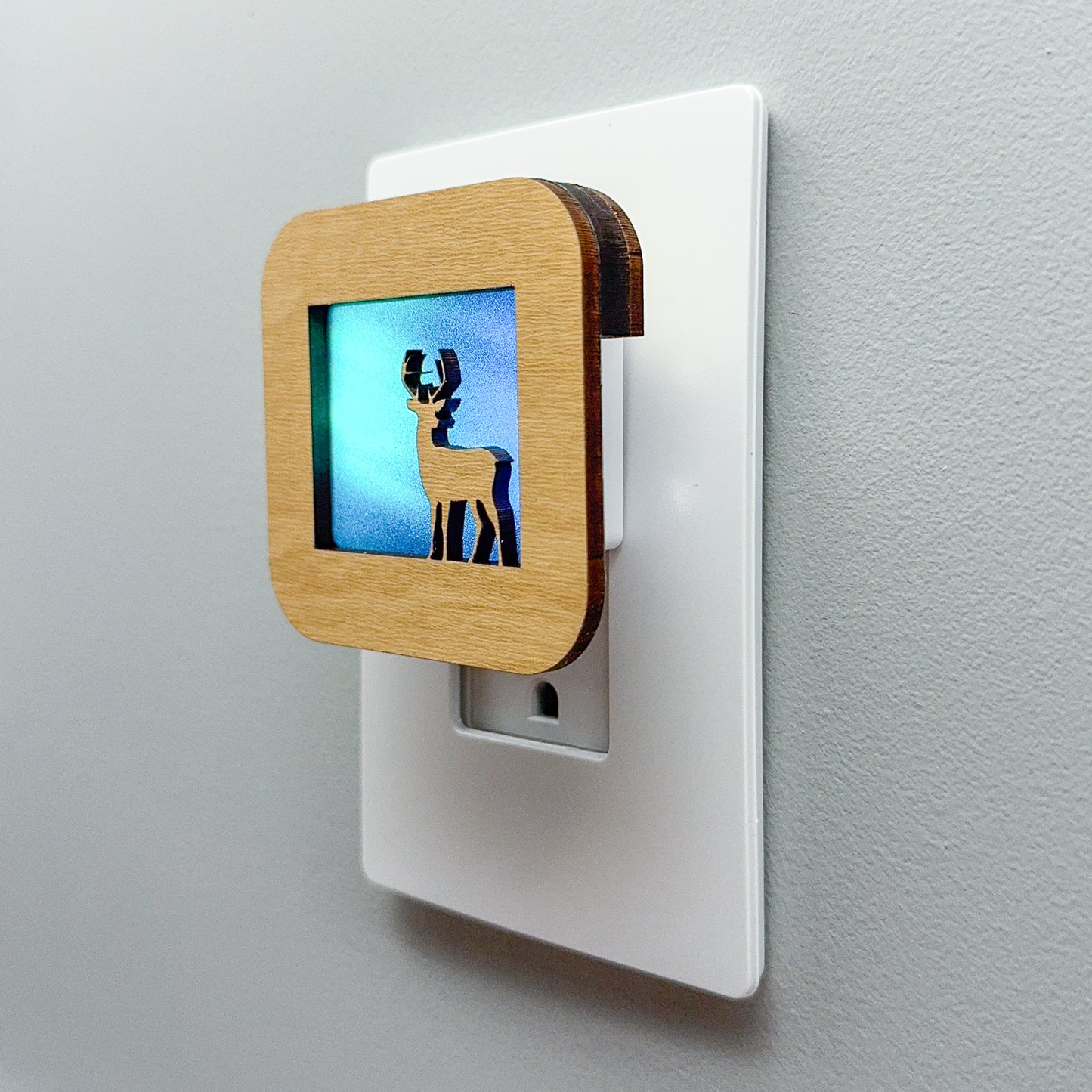 Deer Night Light with Northern Lights Background