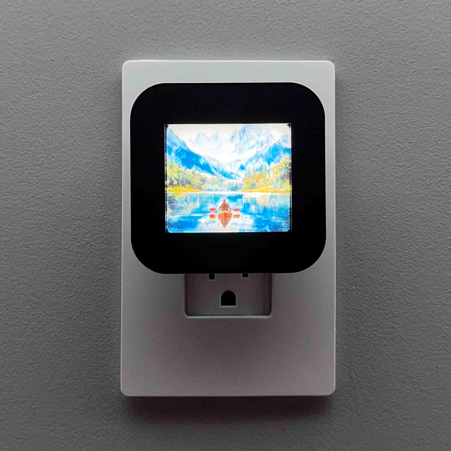 Kayak on Mountain Lake Night Light