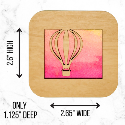 Hot Air Balloon Night Light with Sunset Background