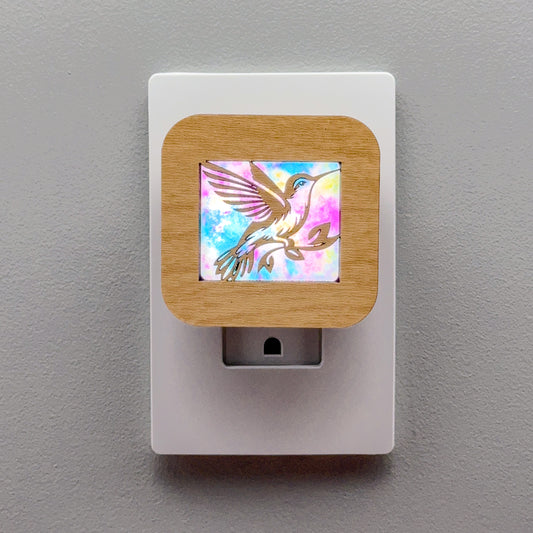 Hummingbird Night Light with Watercolor Background