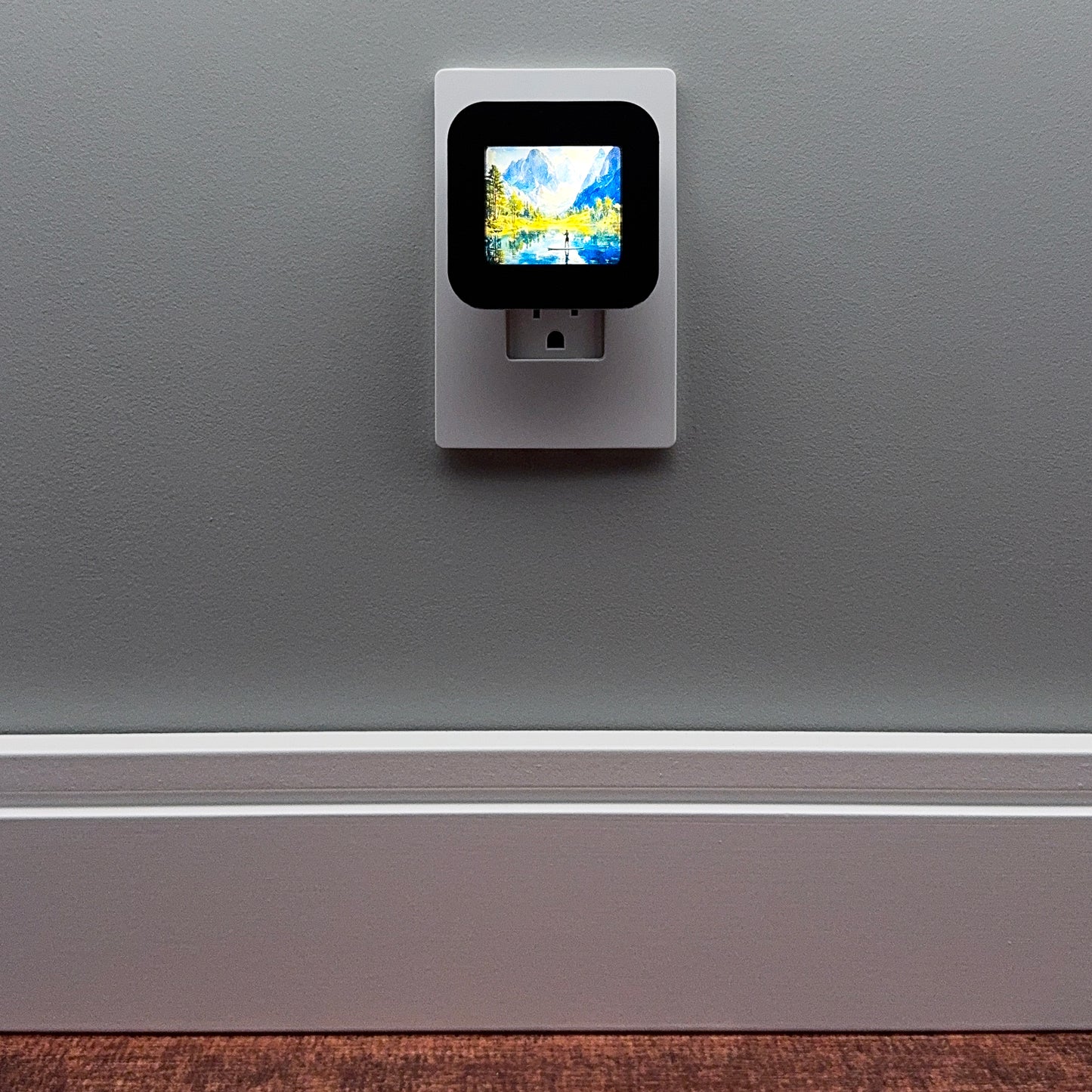 Paddleboarder on Mountain Lake Night Light