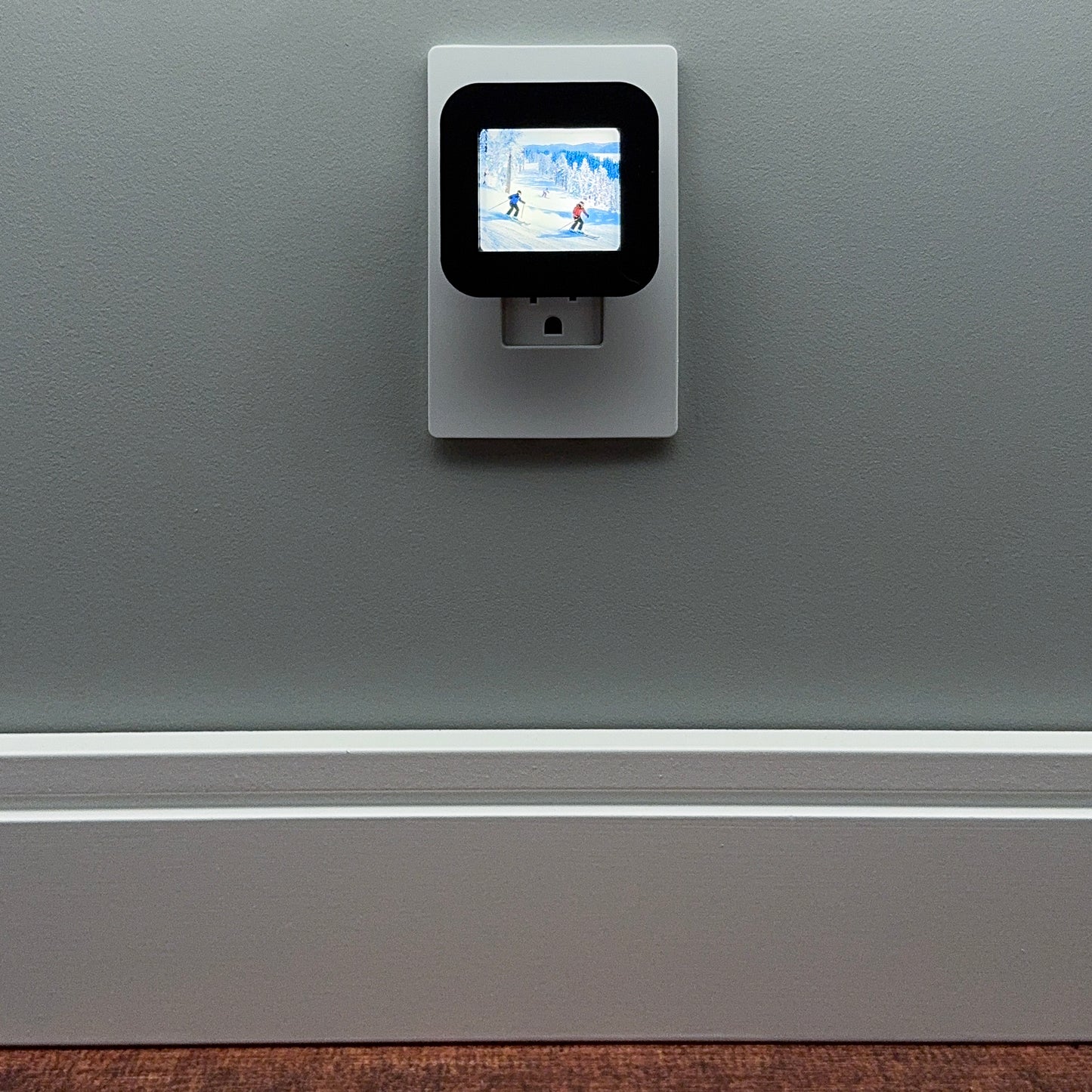 Snowy Mountain Skiing Night Light