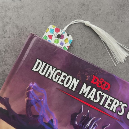White Dungeons and Dragons Dice Bookmark