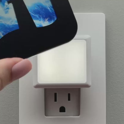 Lighthouse Night Light with Stormy Waves