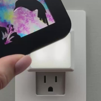 Hummingbird Night Light with Watercolor Background