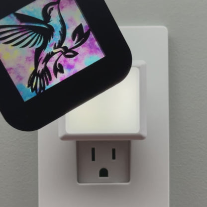 Hummingbird Night Light with Watercolor Background