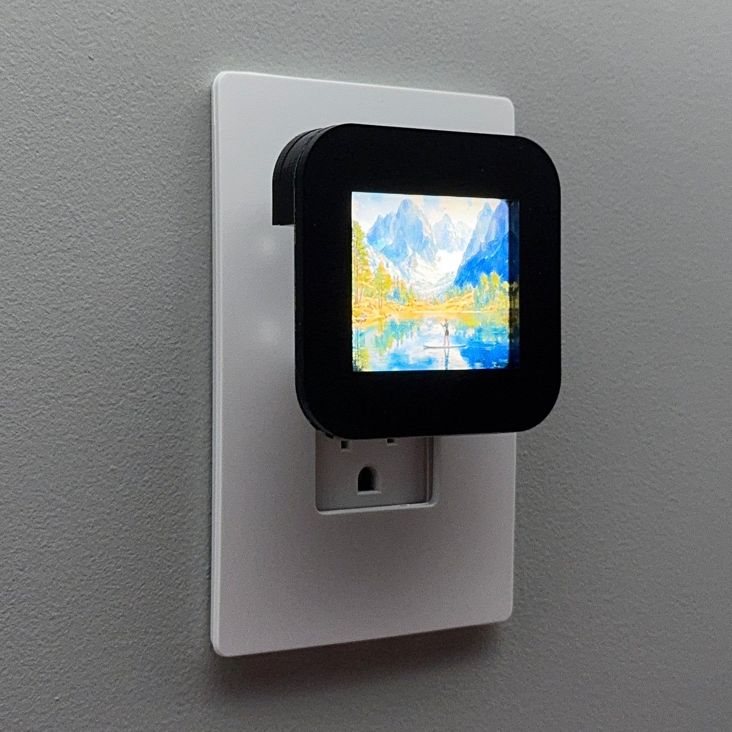 Paddleboarder on Mountain Lake Night Light