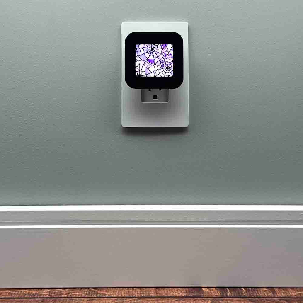 Purple Spiderweb Halloween Night Light