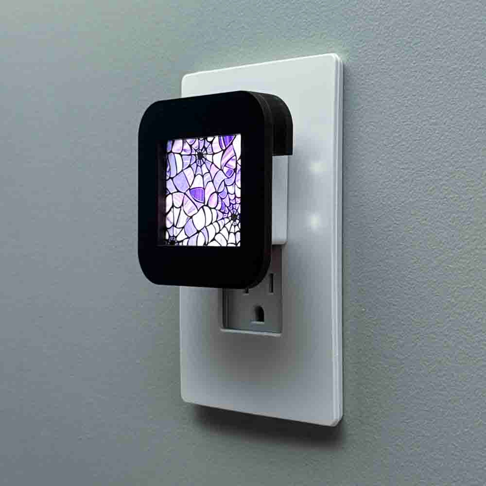 Purple Spiderweb Halloween Night Light