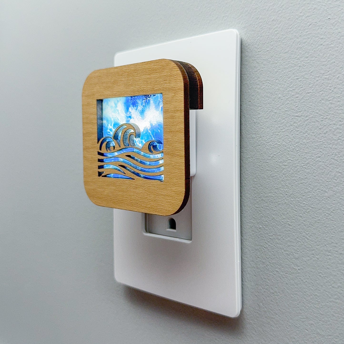 Waves Night Light with Ocean Background