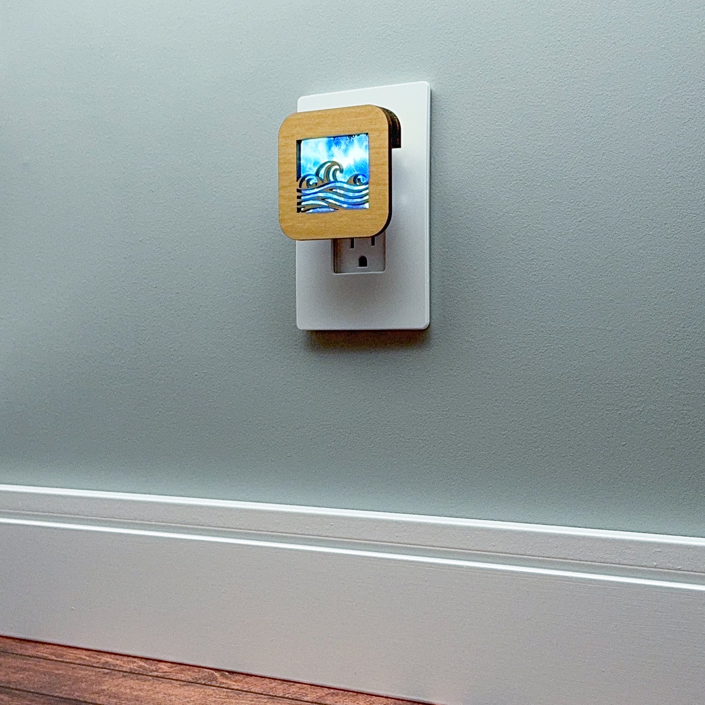 Waves Night Light with Ocean Background
