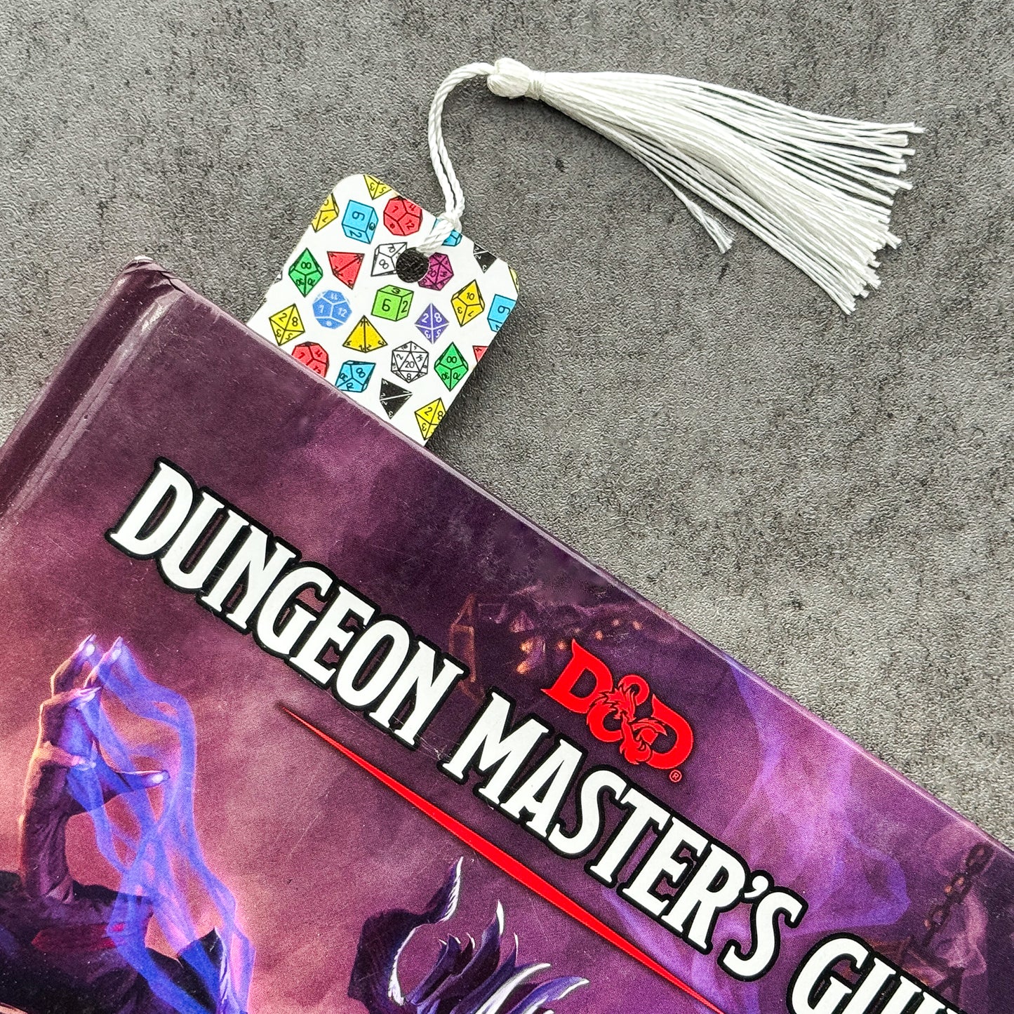 White Dungeons and Dragons Dice Bookmark